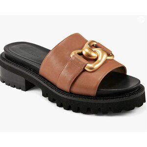 Aerosoles Women's Lima Leather Slide Sandal Lug Sole Size 8 NWOB As Is